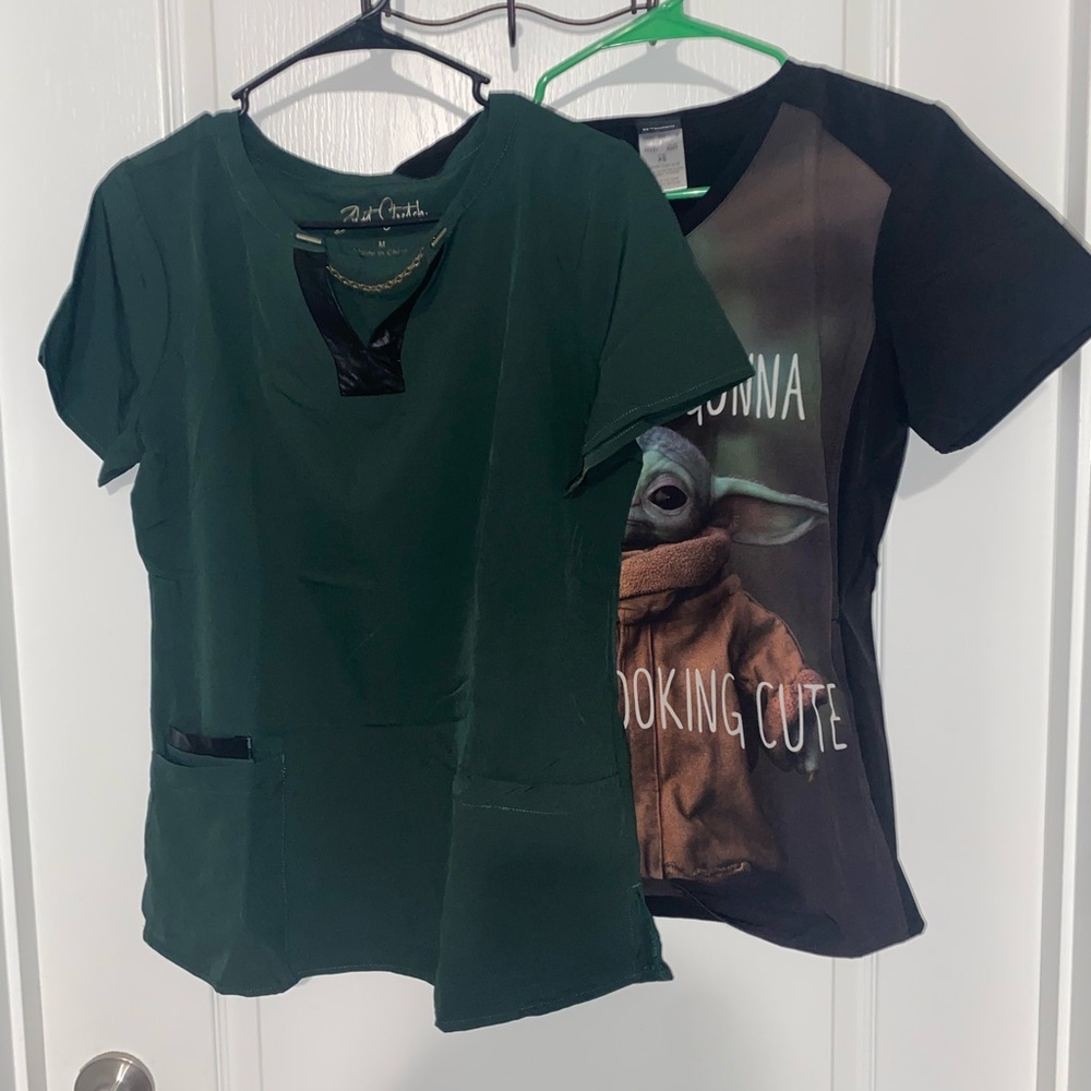 Dark Green Scrub Top and Graphic Star Wars Scrub Top 2 For Less Than Price Of 1